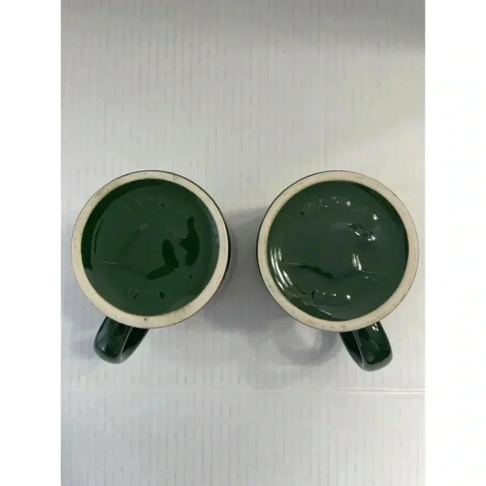 Set of 2 Jaguar Automotive Logo Coffee‎ Mugs Green/Gold Made in the USA
